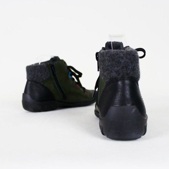 Reiker Green with Multicolour Accents Lace-up Ankle Boots - Picture 8 of 16